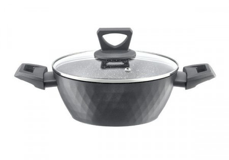 Oala cu capac 24cm cu Invelis Qualum Basic Stone Edition - Diamond
