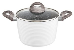 Oala inalta cu capac 24cm cu invelis Qualum Basic Stone Edition Wavy