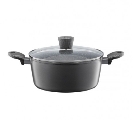 Oala cu capac 24cm, 3.5L, invelis Qualum Basic Stone, Loft