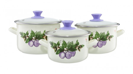 Set oale emailate 16/18/20cm 2.2/3.1/4.2L Pruna