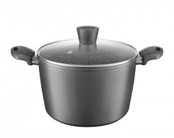 Oala inalta cu capac 20cm, 3.2L, invelis Qualum Basic Stone, Loft