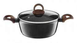 Oala cu capac 24cm 4.4L cu invelis Qualum Basic Stone Edition Darkwood