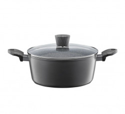 Oala cu capac 24cm, 3.5L, invelis Qualum Basic Stone, Loft