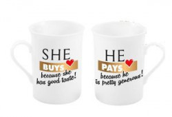 Set 2 cani 290ml, mesaj ”She Buys, he pays”