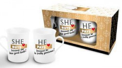 Set 2 cani 290ml, mesaj ”She Buys, he pays”