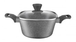 Oala patrata cu capac 20cm, 2.5L, invelis Qualum Basic Stone, Silverstone