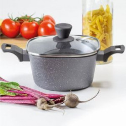 Oala patrata cu capac 20cm, 2.5L, invelis Qualum Basic Stone, Silverstone