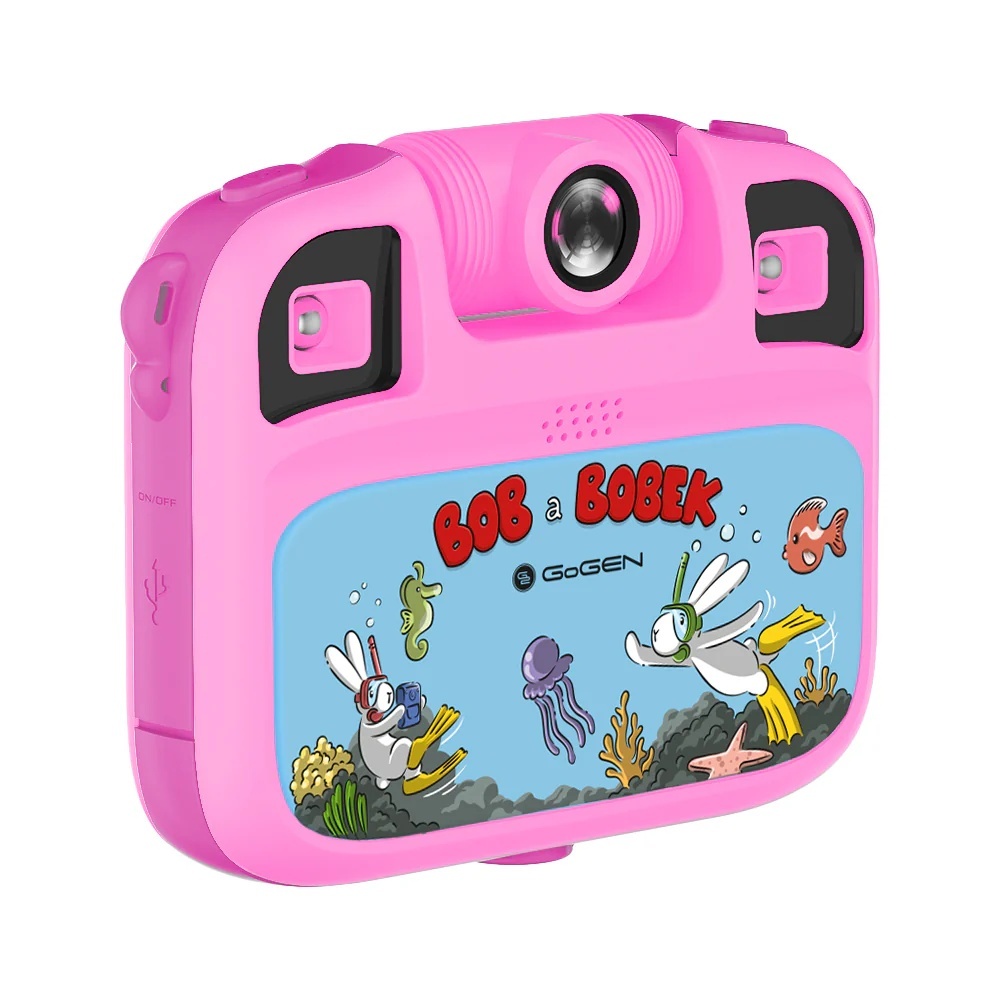 Aparat foto-video pentru copii GoGEN BOB si BOBEK AQUA FOTO, 12 Mpx , camera selfie, carcasa impermeabila, IP68, roz - 3 | YEO