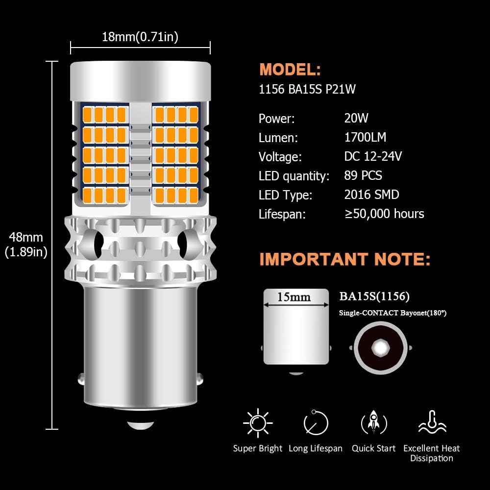 1 Lampadina LED P21W - BA15S CANbus 1700LM