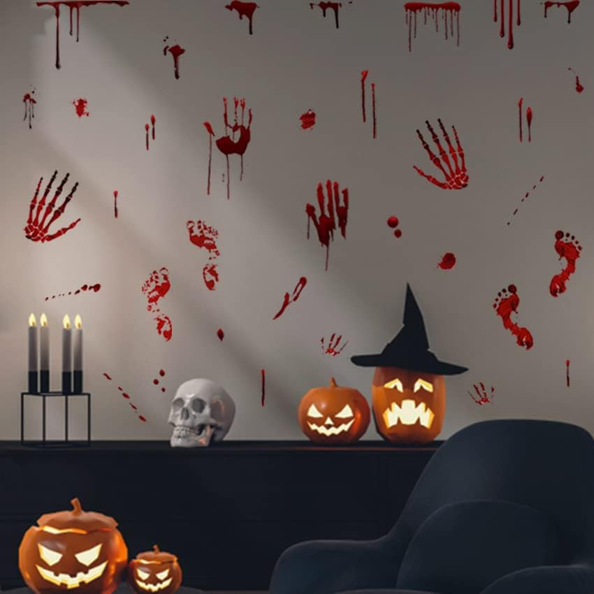 Set de 4 foi cu stickere pentru HalloweenBuerHomie, PVC, rosu/negru - 2 | YEO