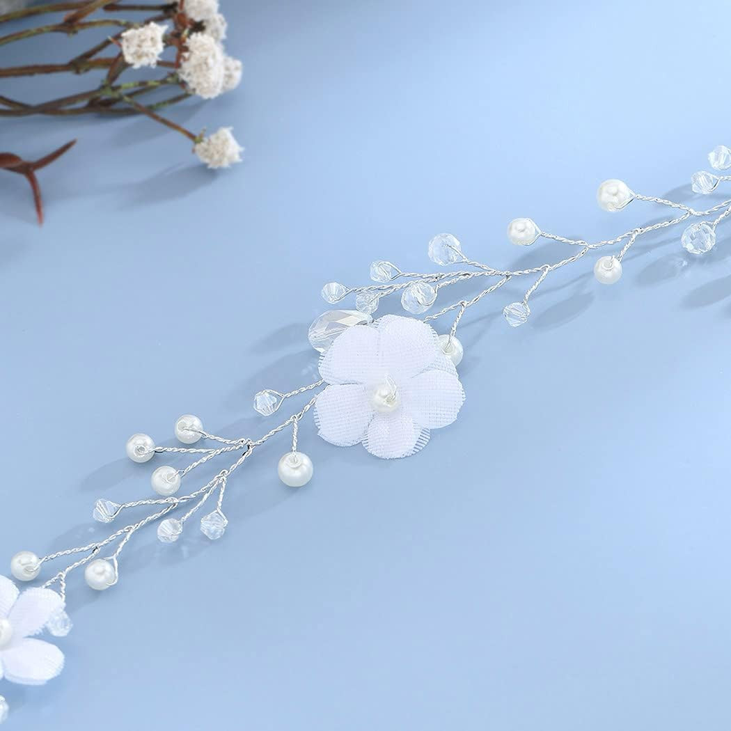 Accesoriu de par pentru mireasa Simsly, metal, alb/argintiu - 1 | YEO