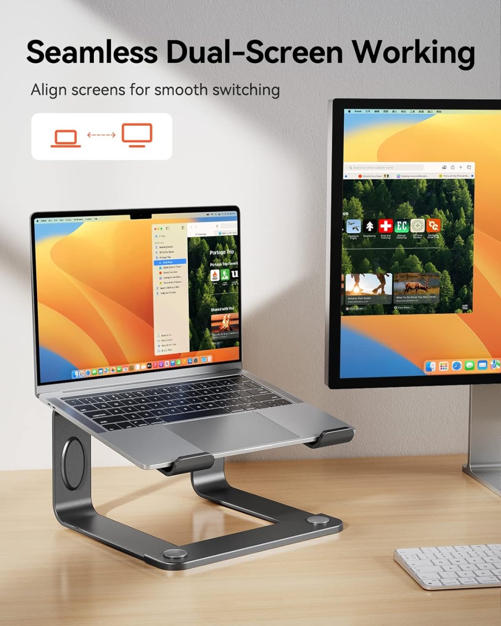 Suport ergonomic pentru laptop Loryergo, metal, gri, 10-15,6 inchi - 1 | YEO