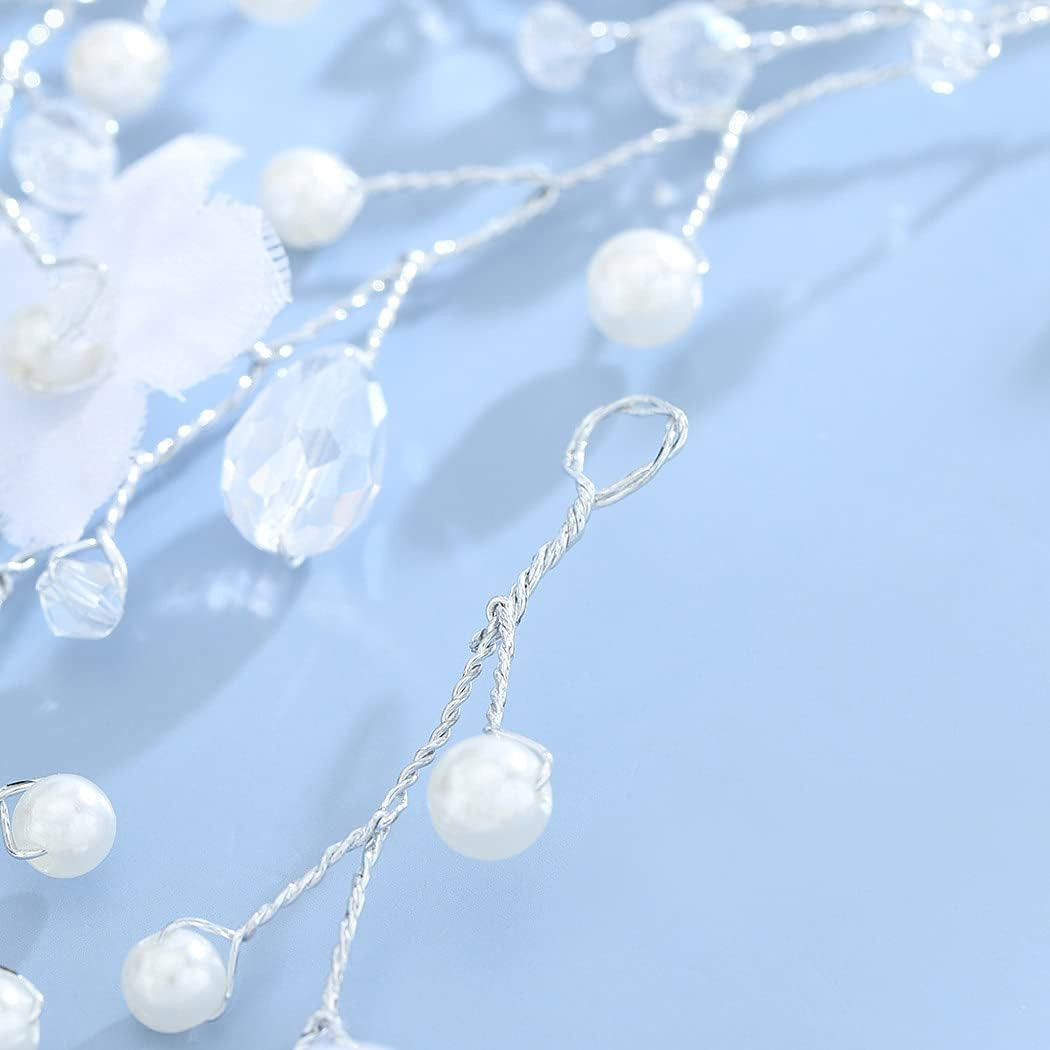 Accesoriu de par pentru mireasa Simsly, metal, alb/argintiu - 2 | YEO