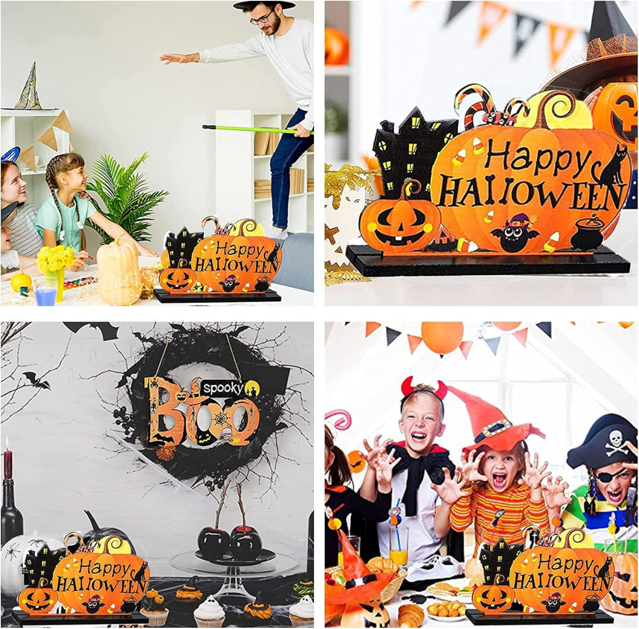 Decoratiune pentru Halloween StreeHerjjkeA1, acril, portocaliu/negru, 15 x 9 cm - 1 | YEO