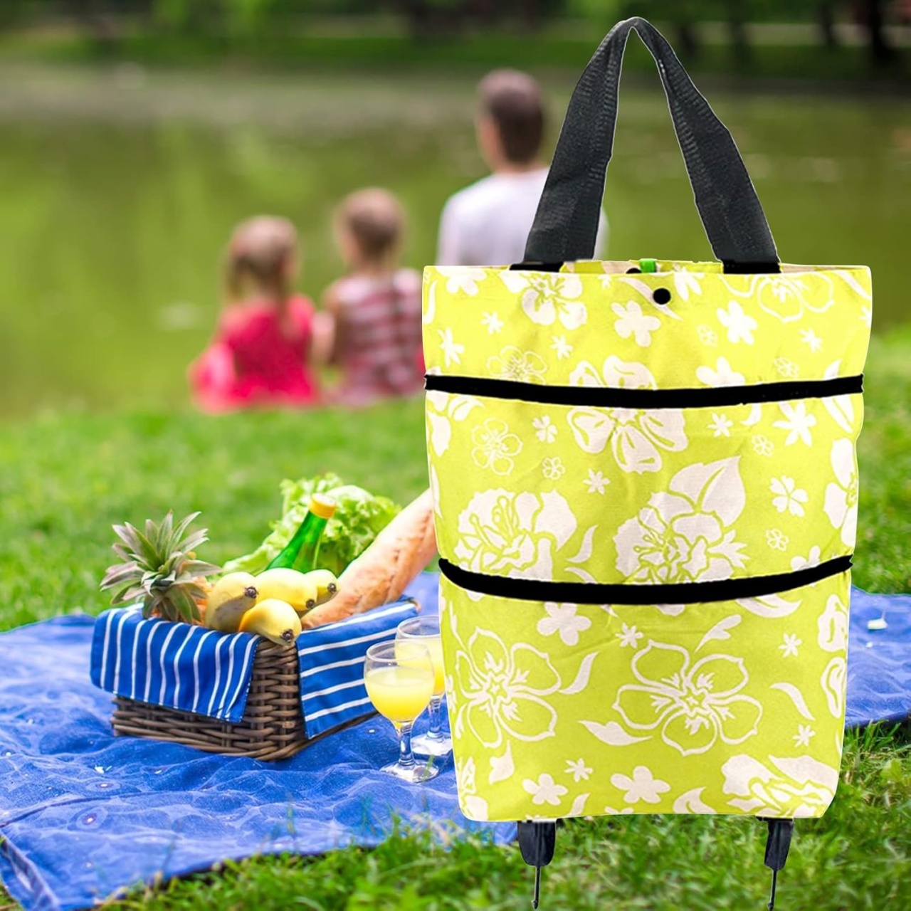 Geanta pentru cumparaturi Naudilife, poliester, galben/alb/negru, 40 x 45 x 35 cm - 3 | YEO