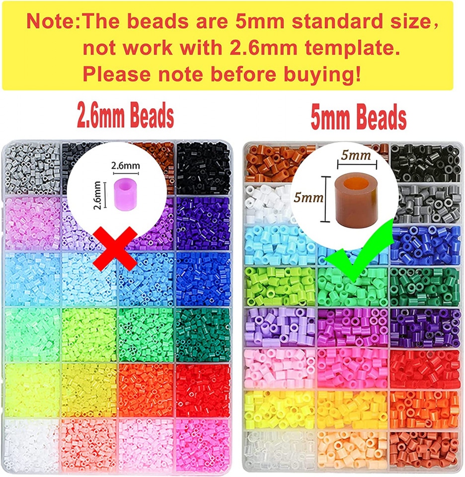 2.6mm/5mm Hama Beads Perler Beads box set 24 colors 24000pcs EVA