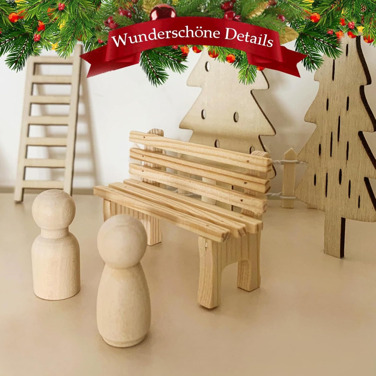 Set de mini-decoratiuni pentru Craciun Heimcore, lemn, natur, 25 piese - 1 | YEO