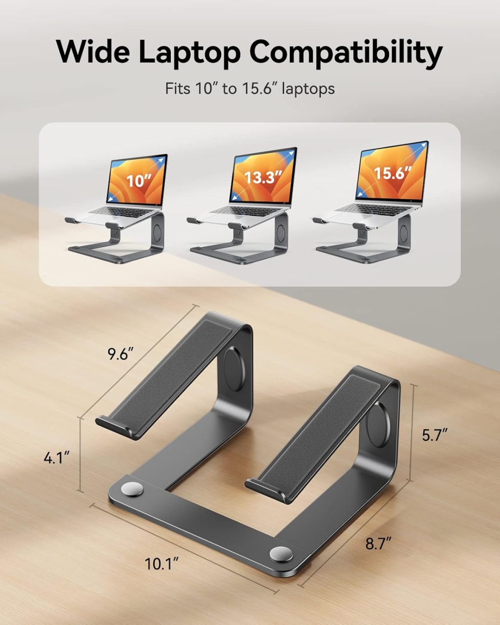 Suport ergonomic pentru laptop Loryergo, metal, gri, 10-15,6 inchi - 2 | YEO