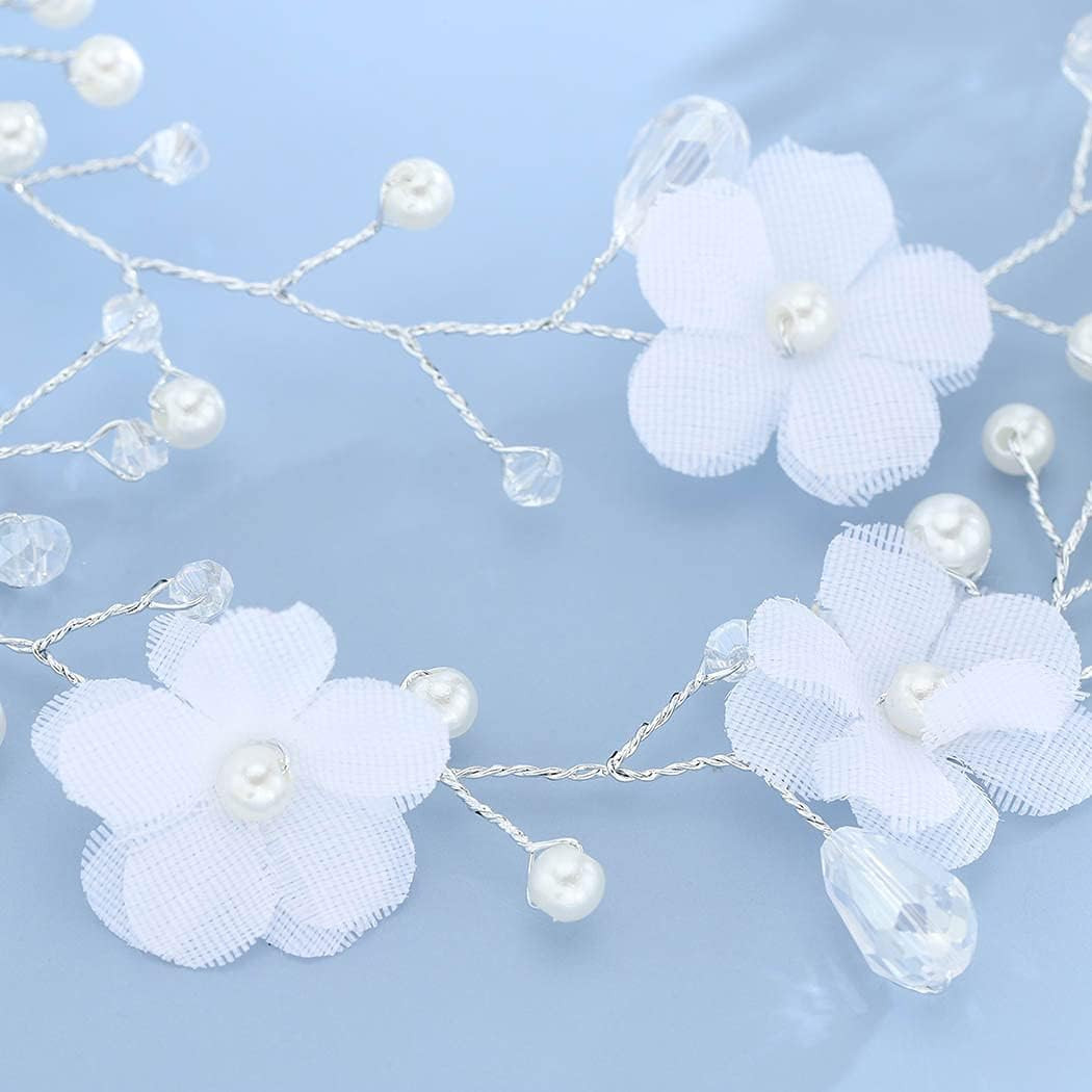 Accesoriu de par pentru mireasa Simsly, metal, alb/argintiu - 3 | YEO
