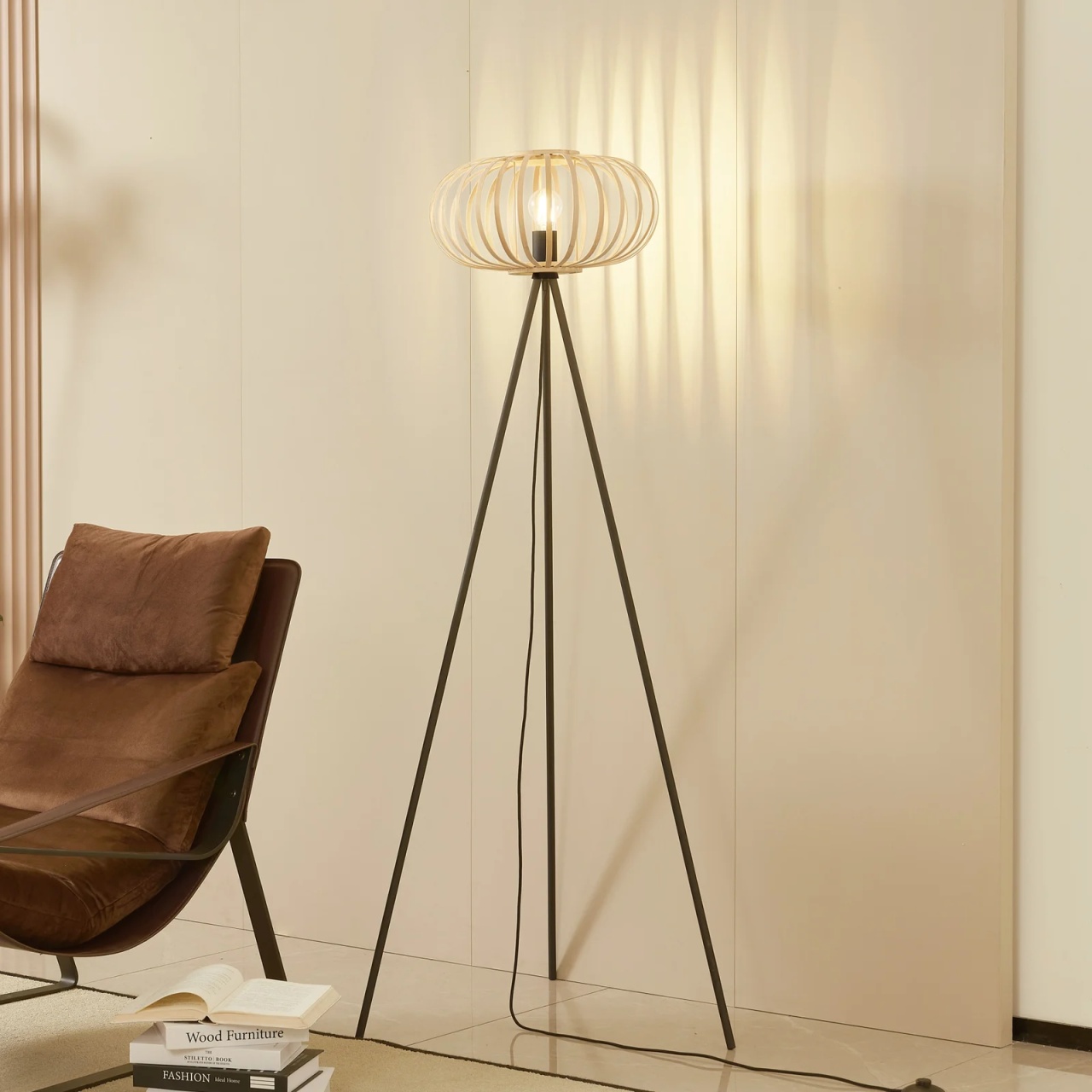 Lampadar Lindby Lielle, bambus