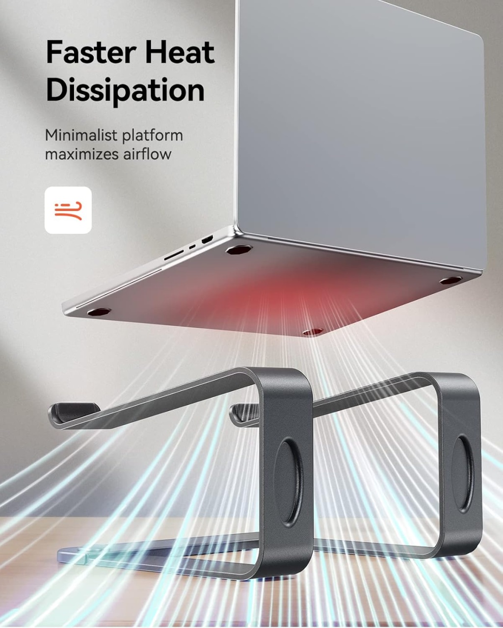 Suport ergonomic pentru laptop Loryergo, metal, gri, 10-15,6 inchi - 3 | YEO