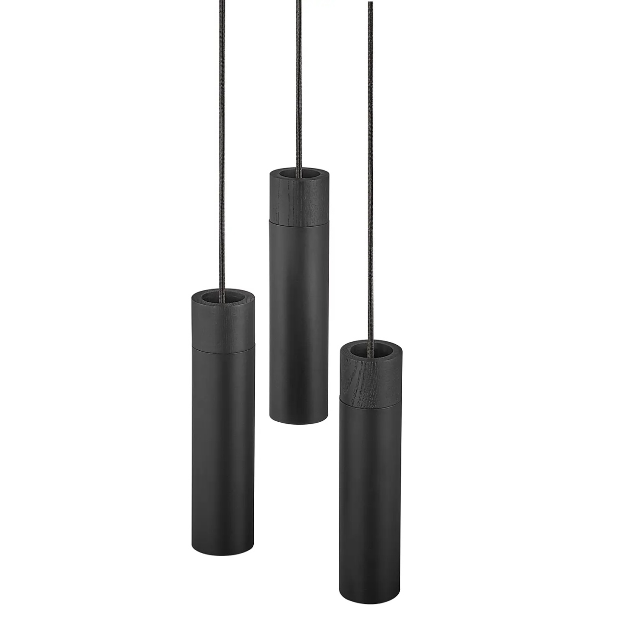 Lustra tip pendul Tilo, 3 lumini, metal/lemn masiv, negru, 22 x 6 x 200 cm - 3 | YEO