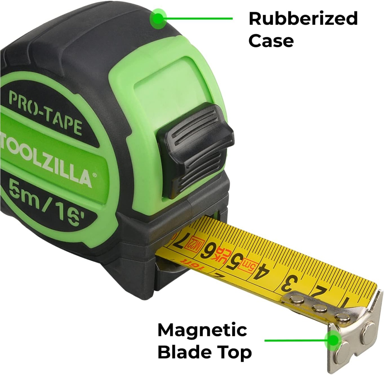 Ruleta Toolzilla, plastic/metal, verde/negru/galben, 5 m - 3 | YEO