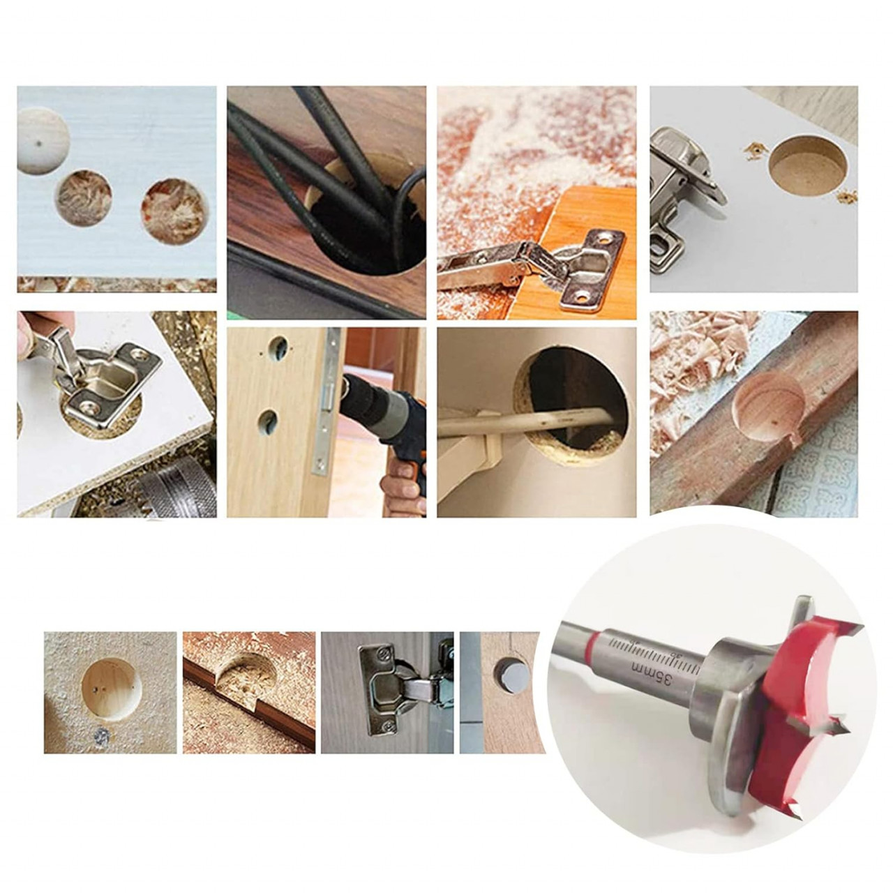 Set de burghiu si accesorii pentru perforare Furnrubden, otel din carbura, rosu/argintiu, 4 piese - 2 | YEO