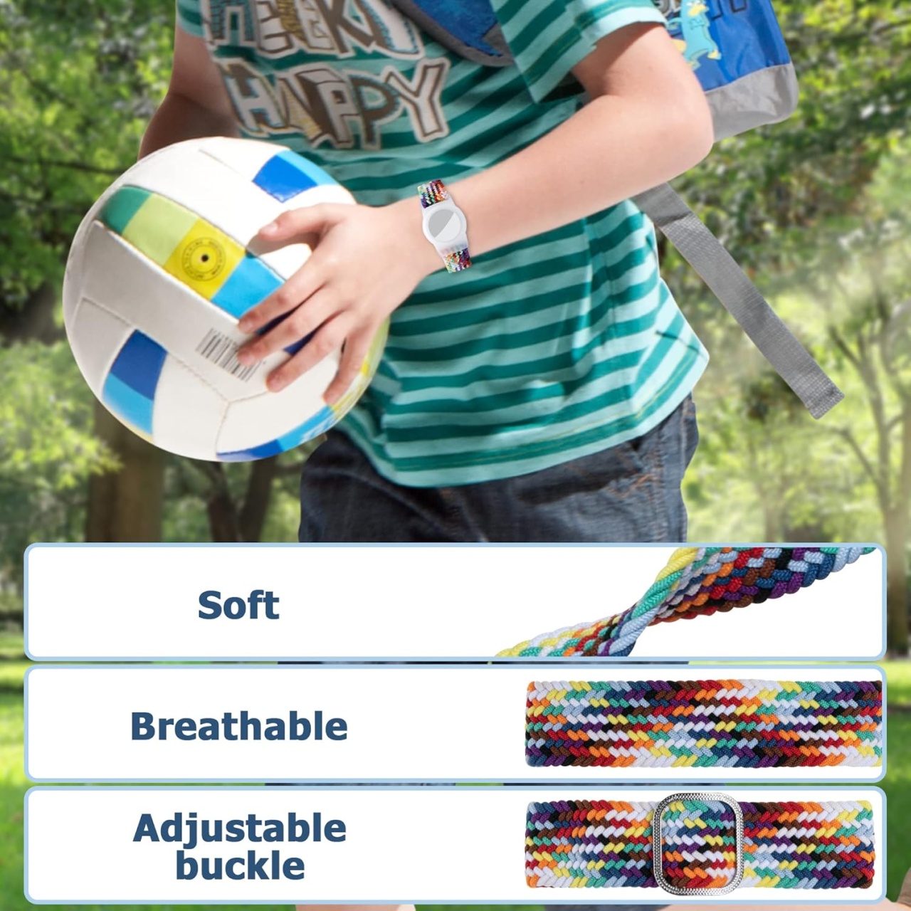 Bratara pentru AirTag Seltureone, textil/silicon, multicolor, 15-18 cm - 1 | YEO