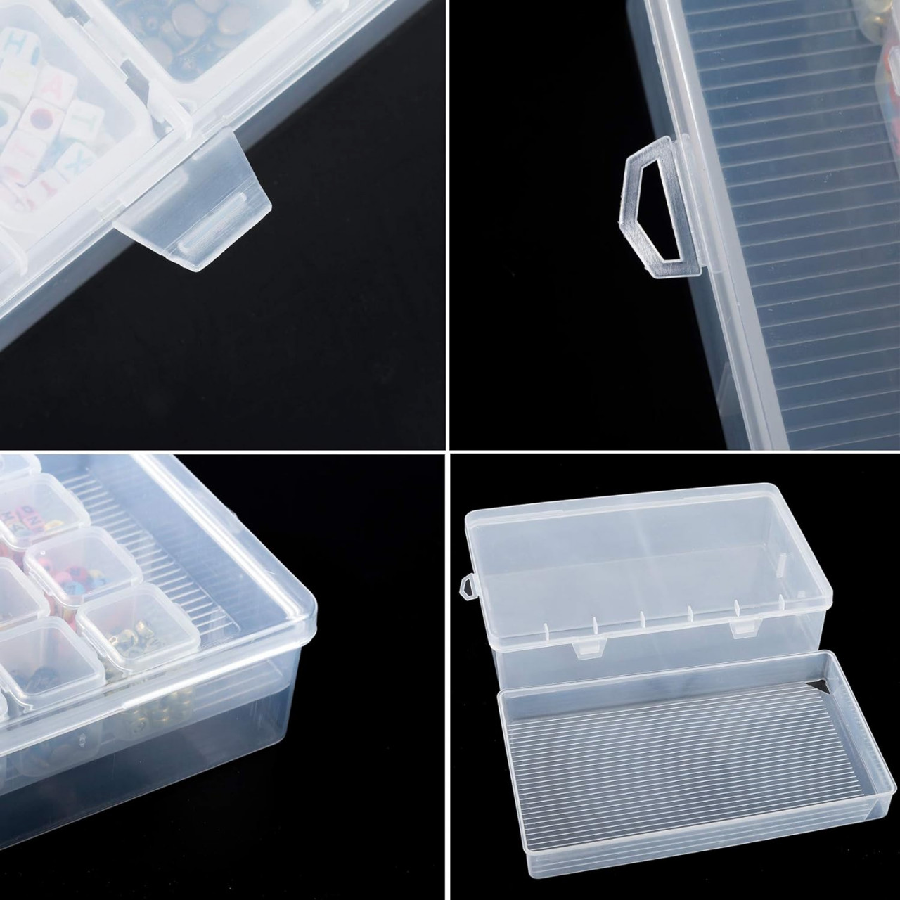 Cutie organizatoare cu 28 de grile pentru proiecte DIY HONGXIN, plastic, transparent, 23 x 13,5 x 5 cm - 1 | YEO