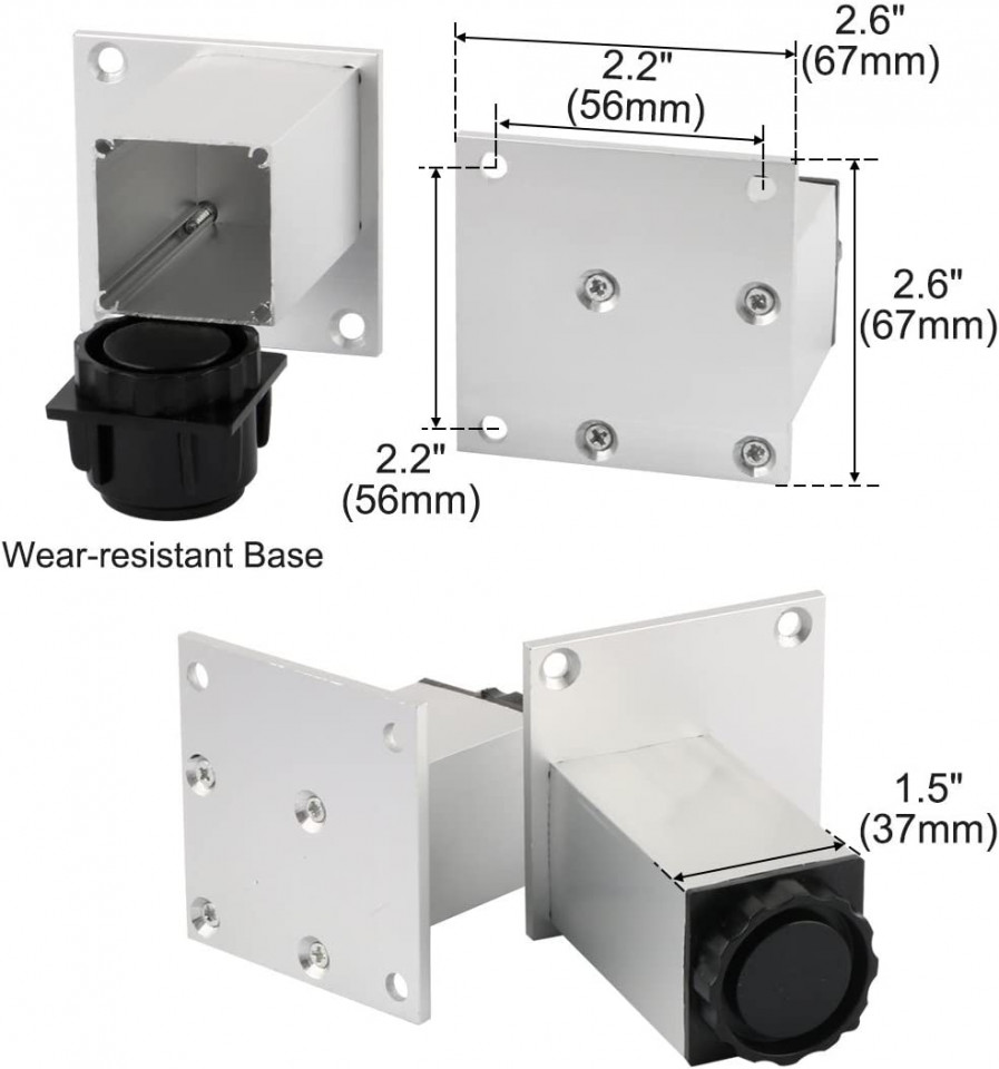 Set de 4 picioare pentru mobilier Sourcing map, metal/plastic, negru/alb, 100-118 x 37 mm - 1 | YEO