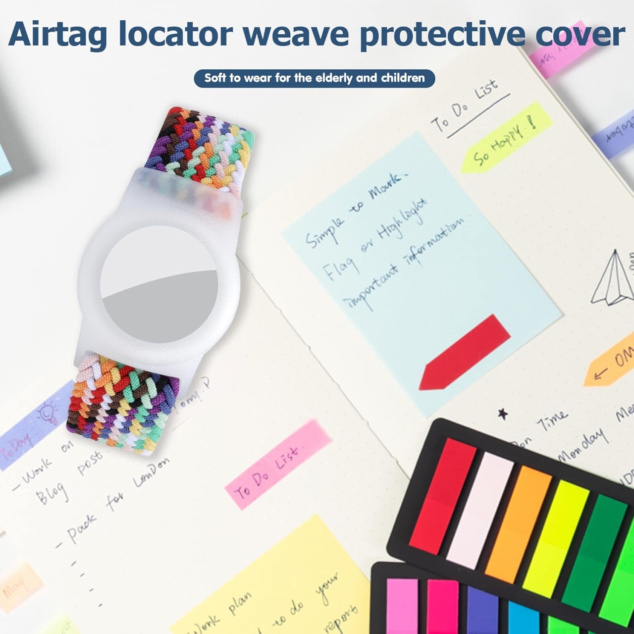 Bratara pentru AirTag Seltureone, textil/silicon, multicolor, 15-18 cm - 2 | YEO