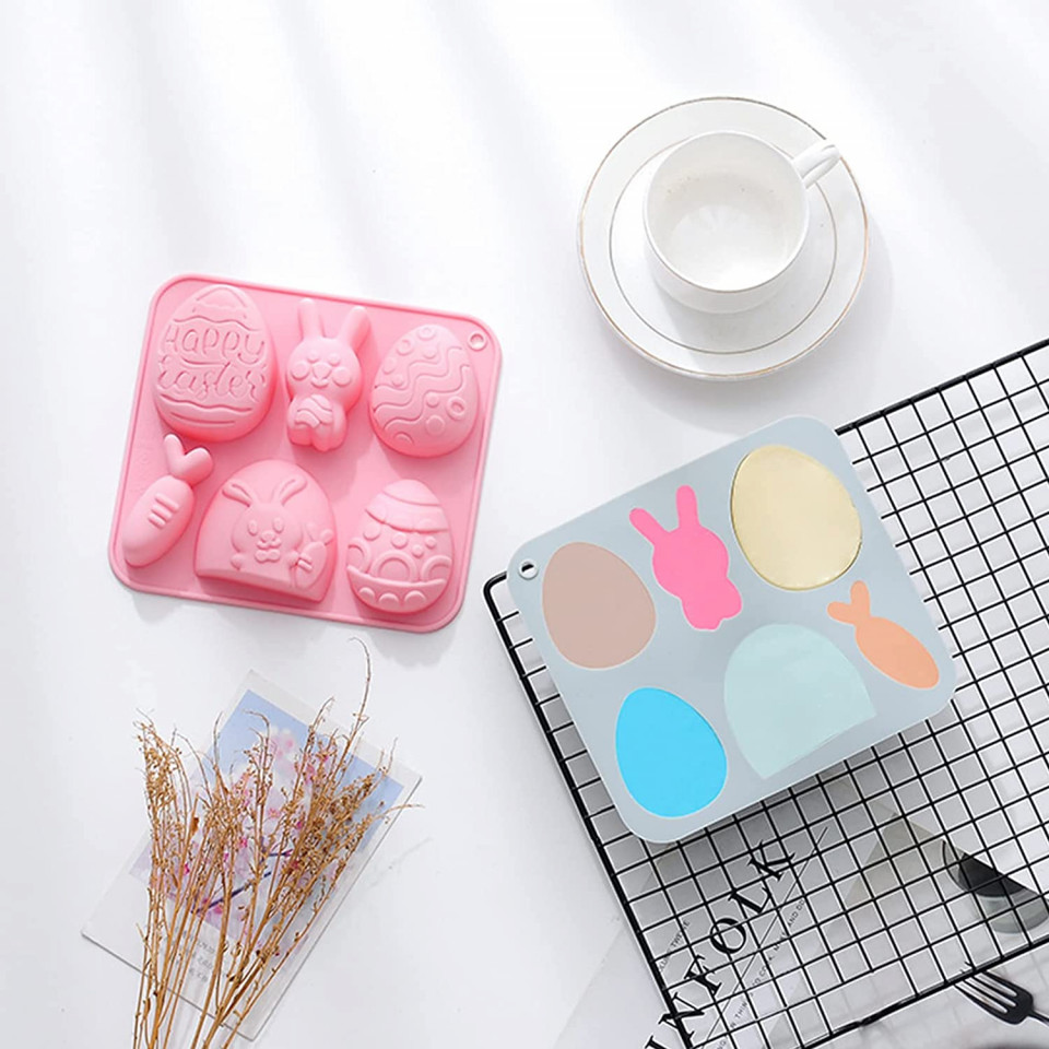 Set de 2 forme pentru prajituri COLEESON, model Paste, silicon, gri/roz - 3 | YEO