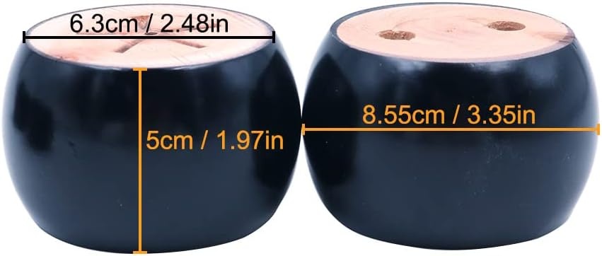 Set de 4 picioare pentru mobilier Shiwaki, lemn masiv, negru/natur, 8,5 x 6,5 x 5 cm - 2 | YEO