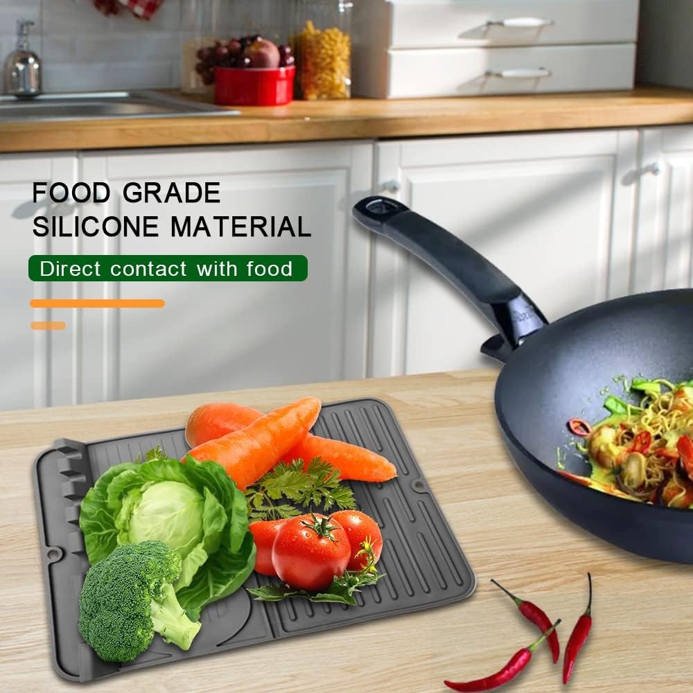 Covoras pentru vase Shackcom, silicon, gri, 40 x 26 x 0,5 cm - 3 | YEO