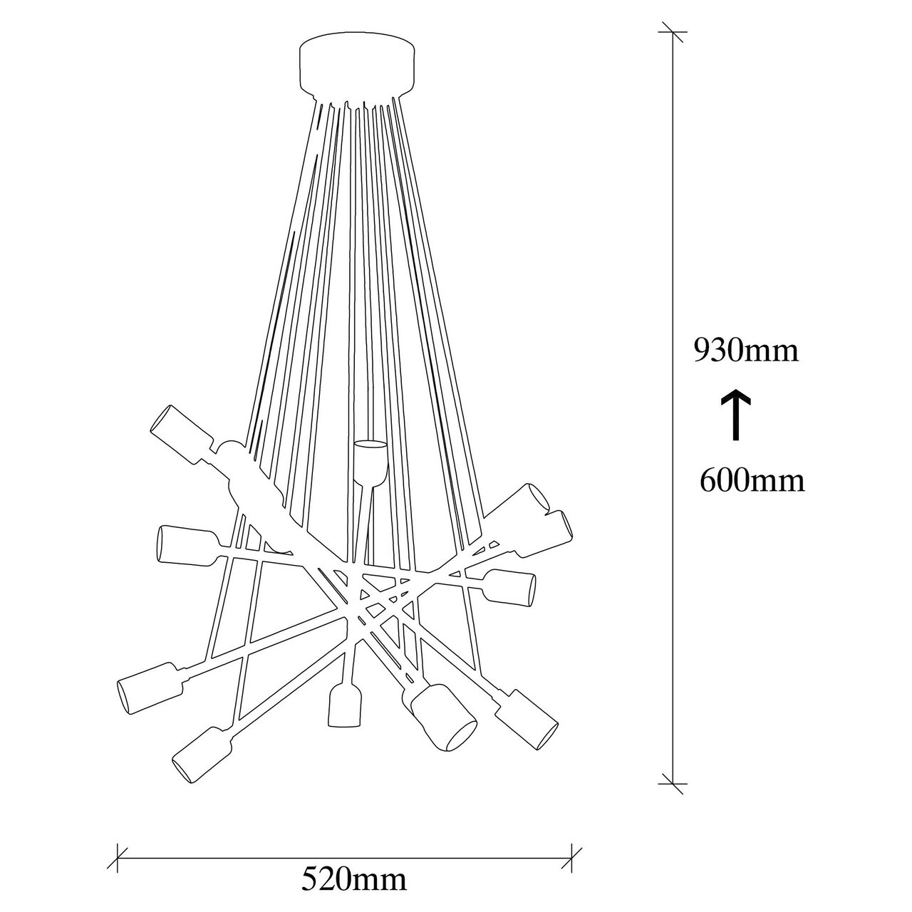 Lustra tip pendul Galligan, 14 lumini, metal, alb/negru/auriu, 52 x 60-93 cm - 1 | YEO