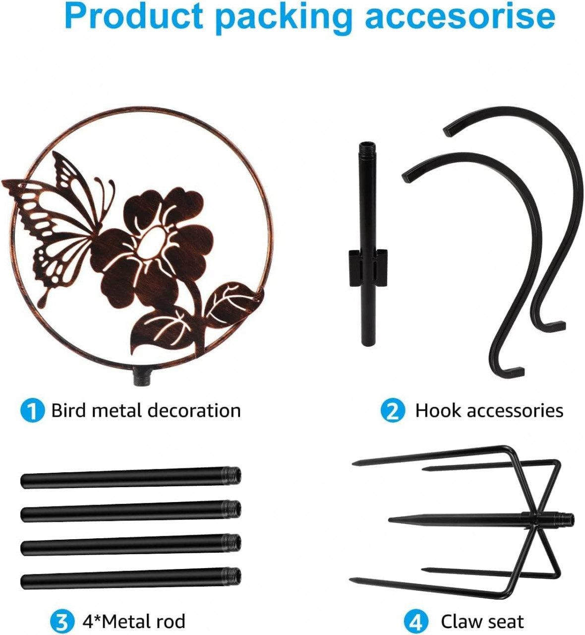 Suport pentru hranitoarea pasarilor Amoskey, metal, maro, 160 cm - 1 | YEO