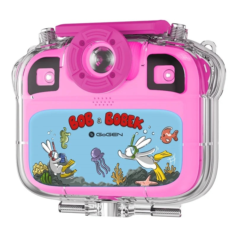 Aparat foto-video pentru copii GoGEN BOB si BOBEK AQUA FOTO, 12 Mpx , camera selfie, carcasa impermeabila, IP68, roz - 2 | YEO