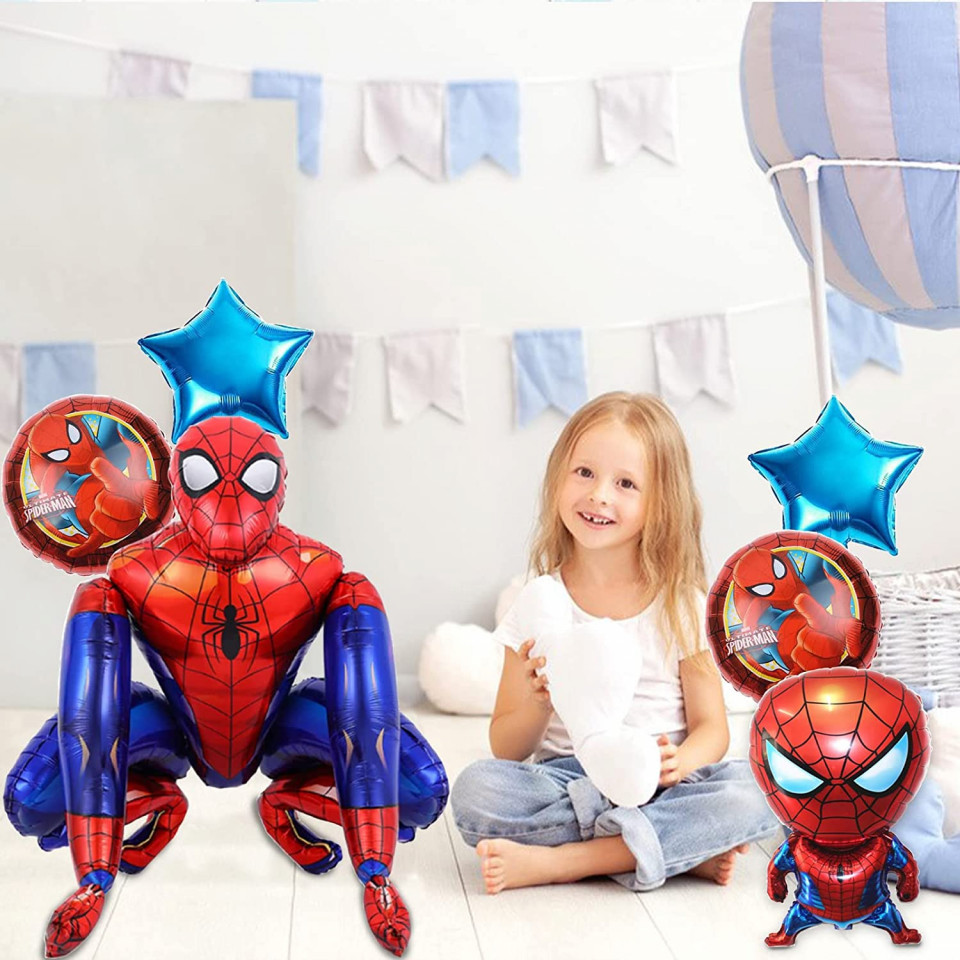 Set baloane tematica Spider Man, cifra albastra