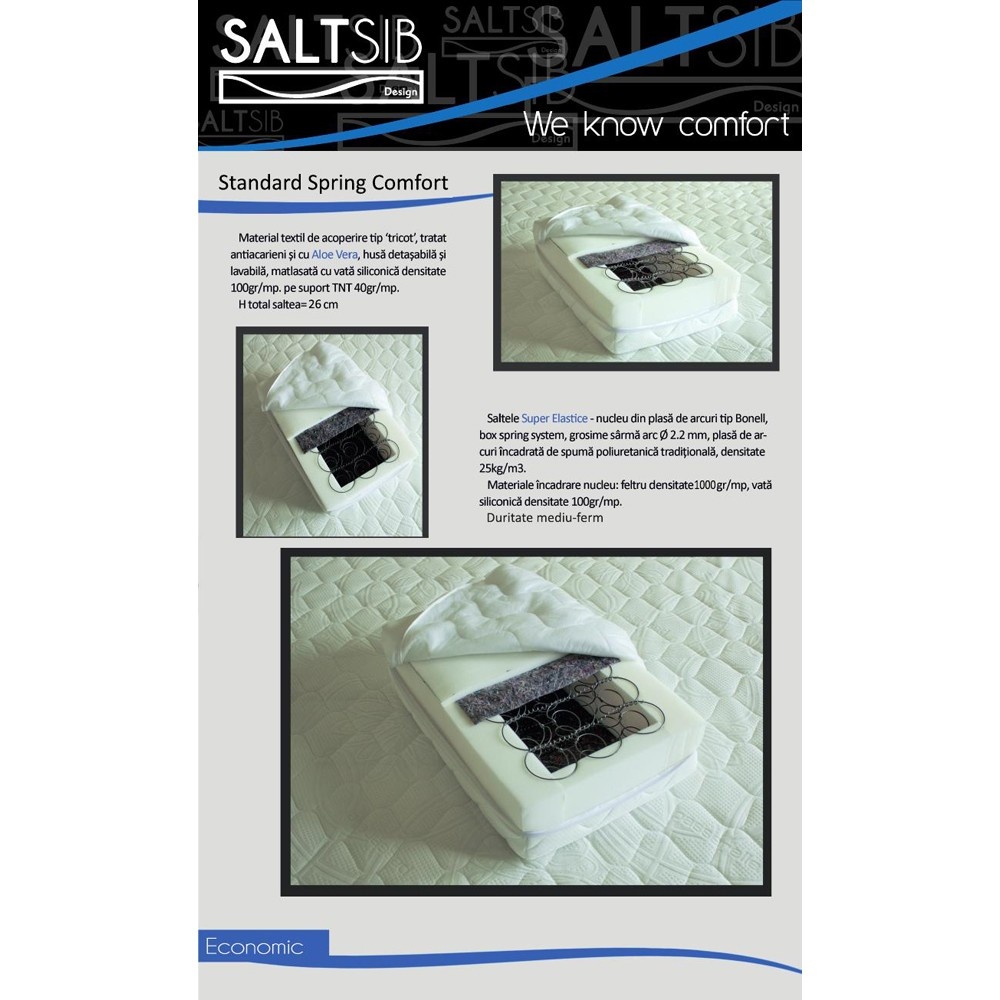 Set Saltea TERRA Standard Spring Comfort plus 2 perne microfibra 50x70, 140x200x26 - 3 | YEO