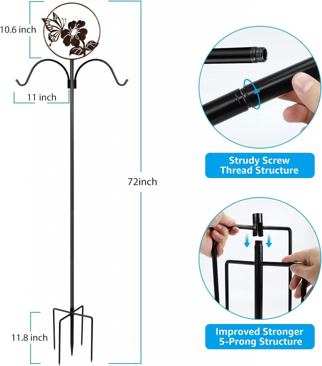 Suport pentru hranitoarea pasarilor Amoskey, metal, maro, 160 cm - 2 | YEO