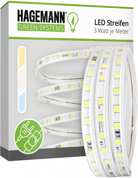 Banda LED Hageman, alb rece, 10 m
