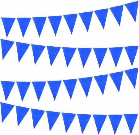 Banner cu 20 de steaguri pentru petrecere UVTQSSP, textil, albastru, 10 m - Img 1