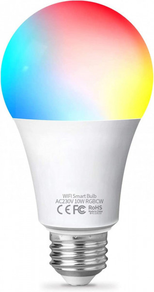 Bec inteligent Fitop, WiFi, E27, bec alb si schimbare de culoare, 9W 806LM = 80W, LED, RGBCW, compatibil cu Alexa / Google Home