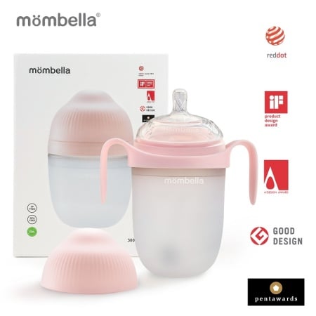 Biberon Anticolici Mombella Breast-Like, 300ml, Tetina 360Ãƒâ€šÃ‚Â° XL Flux Consistent, 100% Silicon, Old Roze