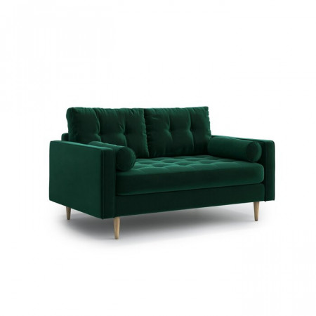 Canapea cu 2 locuri, lemn masiv, verde, 85,00 x 148 x 92 cm - Img 1