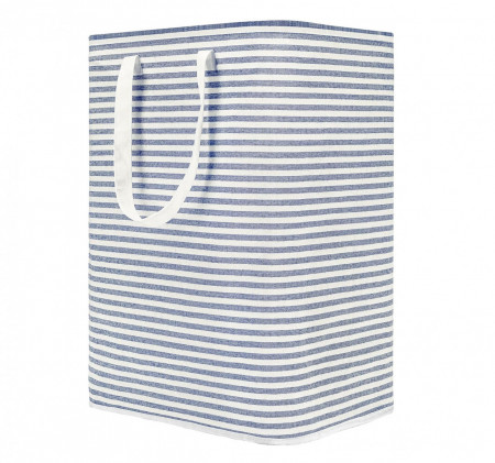 Cos pentru rufe Dokehom, poliester, alb/albastru, 41 x 32 x 61 cm