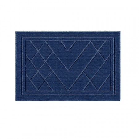 Covor de intrare Color&Geometry, textil, albastru inchis, 50 x 80 cm