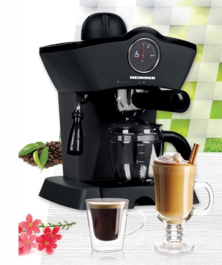 Espressor manual Heinner Retro Effect HEM-200BK, 800W, 3.5bar, capacitate rezervor 0.24L, termometru frontal apa, optiuni preparare: espresso si cappuccino, RESIGILAT, 1 AN GARANTIE