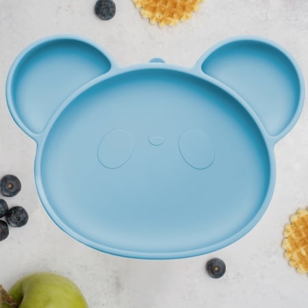 Farfurie din silicon cu ventuza, AppeKids, Panda - Aqua Blue